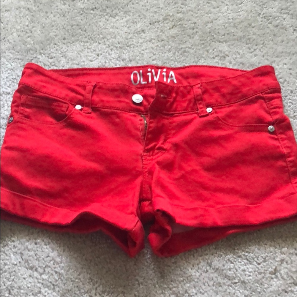 Red twill shorts